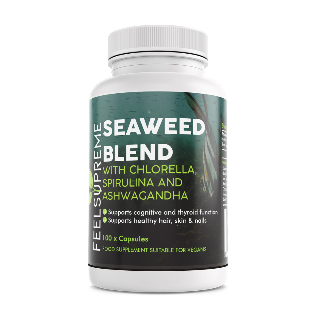 Seaweed blend with spirulina and chlorella and KSM66 Ashwagandha from Feel Supreme